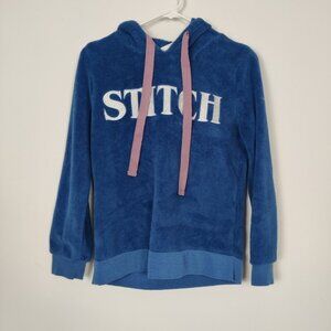Disney Stitch Blue and White Long Sleeve Oversized Hoodie Sherpa Loungewear